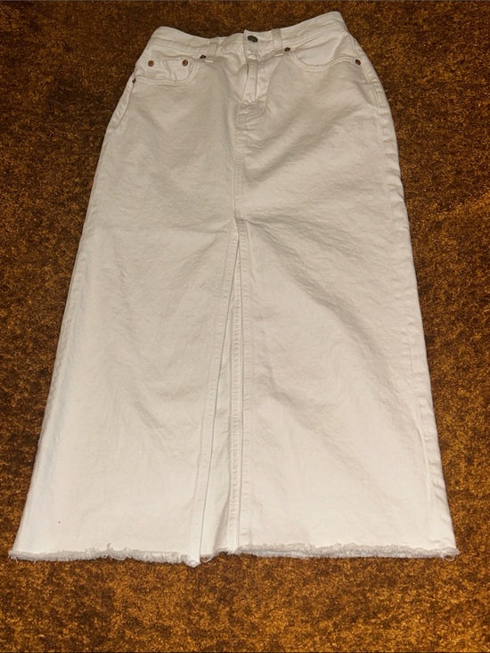 pistola Dresses & Skirts - pistola White Denim Maxi Skirt with Front Slit